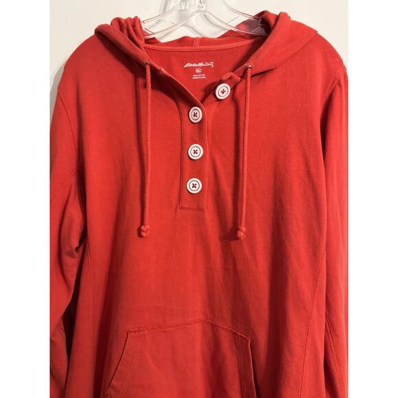 Eddie Bauer Hoodie Sweatshirt Long Sleeve Buttons Red Sz XXL Gorpcore Preppy - Picture 2 of 6